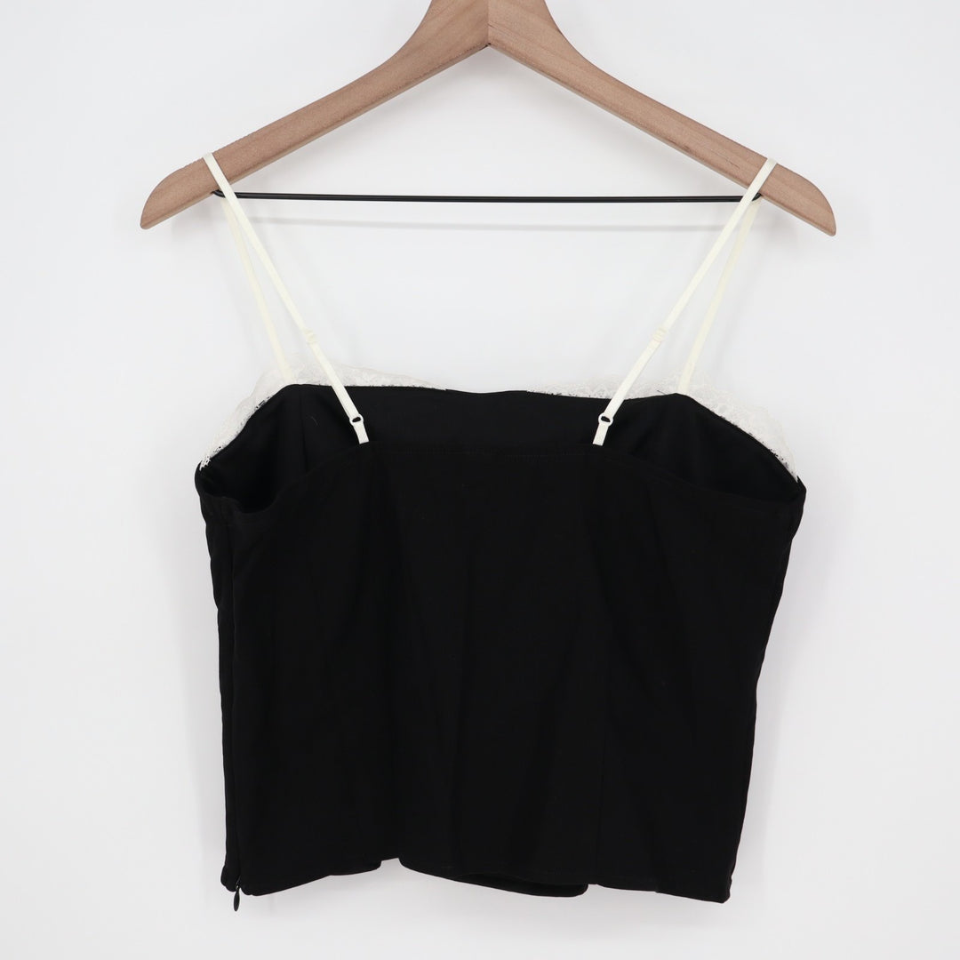 Wild Fable Crop Tank Top Womens Large Black Lace Trim Spaghetti Strap Pullover