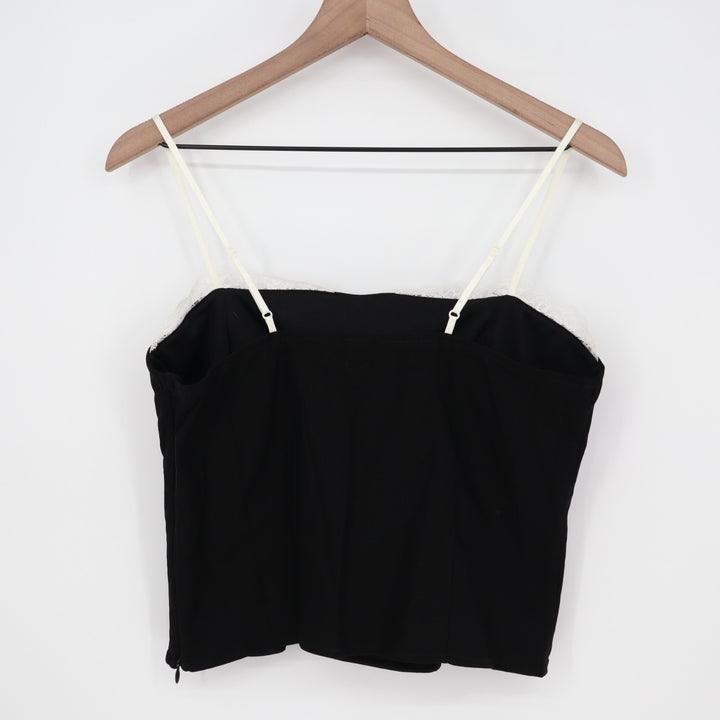 Wild Fable Crop Tank Top Womens Large Black Lace Trim Spaghetti Strap Pullover