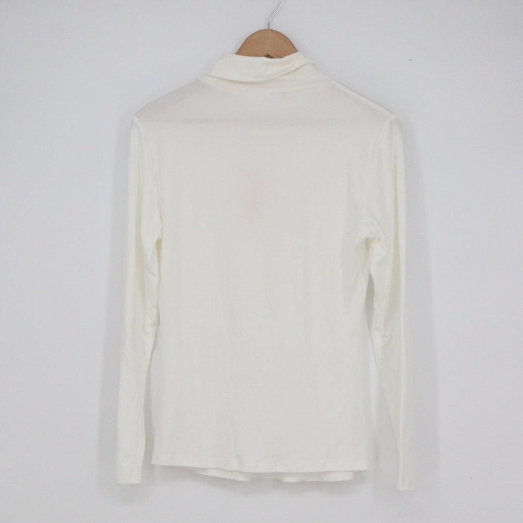 Ekouaer Womens White Long Sleeve Turtleneck Top Stretch Jersey Size M NEW