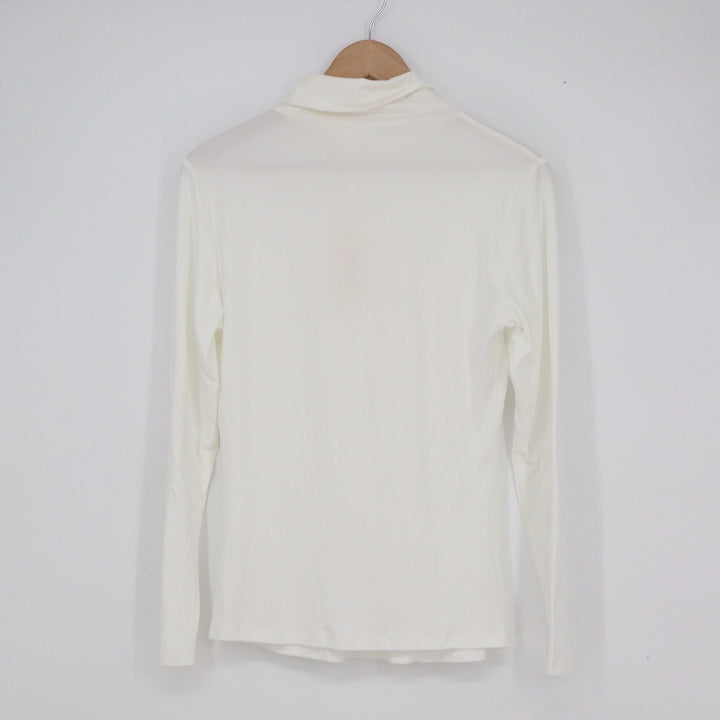 Ekouaer Womens White Long Sleeve Turtleneck Top Stretch Jersey Size M NEW