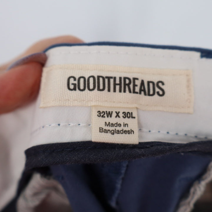 Goodthreads Chino Pants Men 32x30 Blue Cotton Stretch Straight Leg Slash Pockets