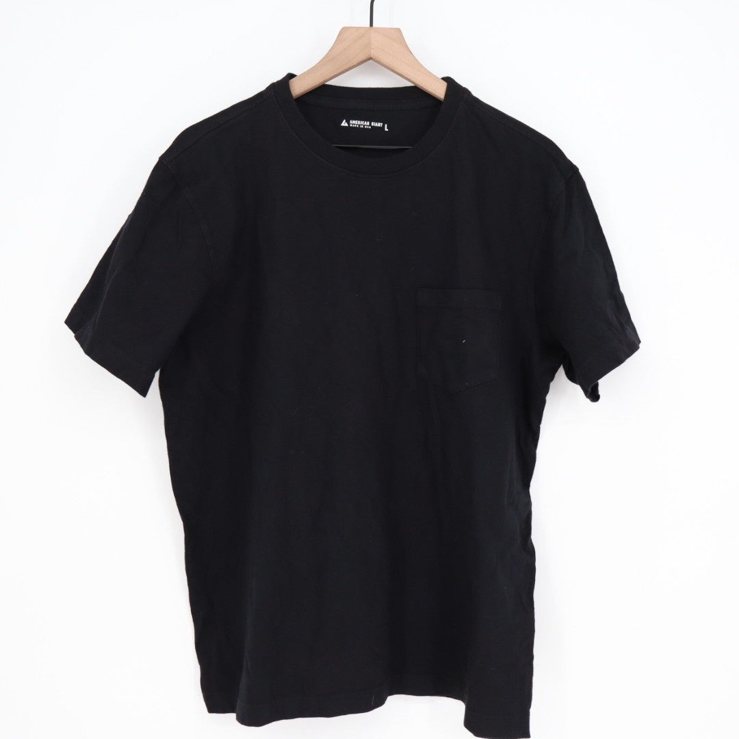 American Giant Mens Black Short Sleeve Pocket T Shirt Size L Made in USA