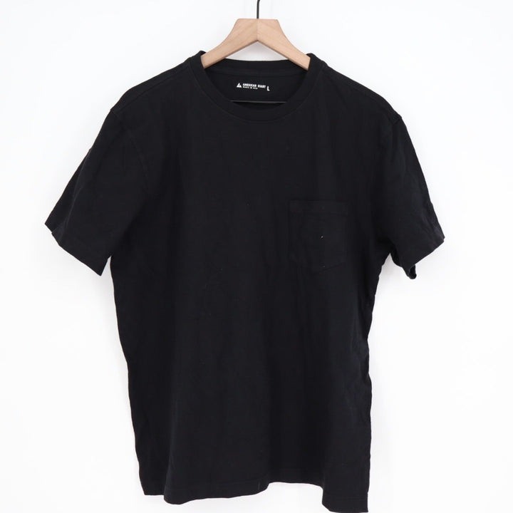 American Giant Mens Black Short Sleeve Pocket T Shirt Size L Made in USA