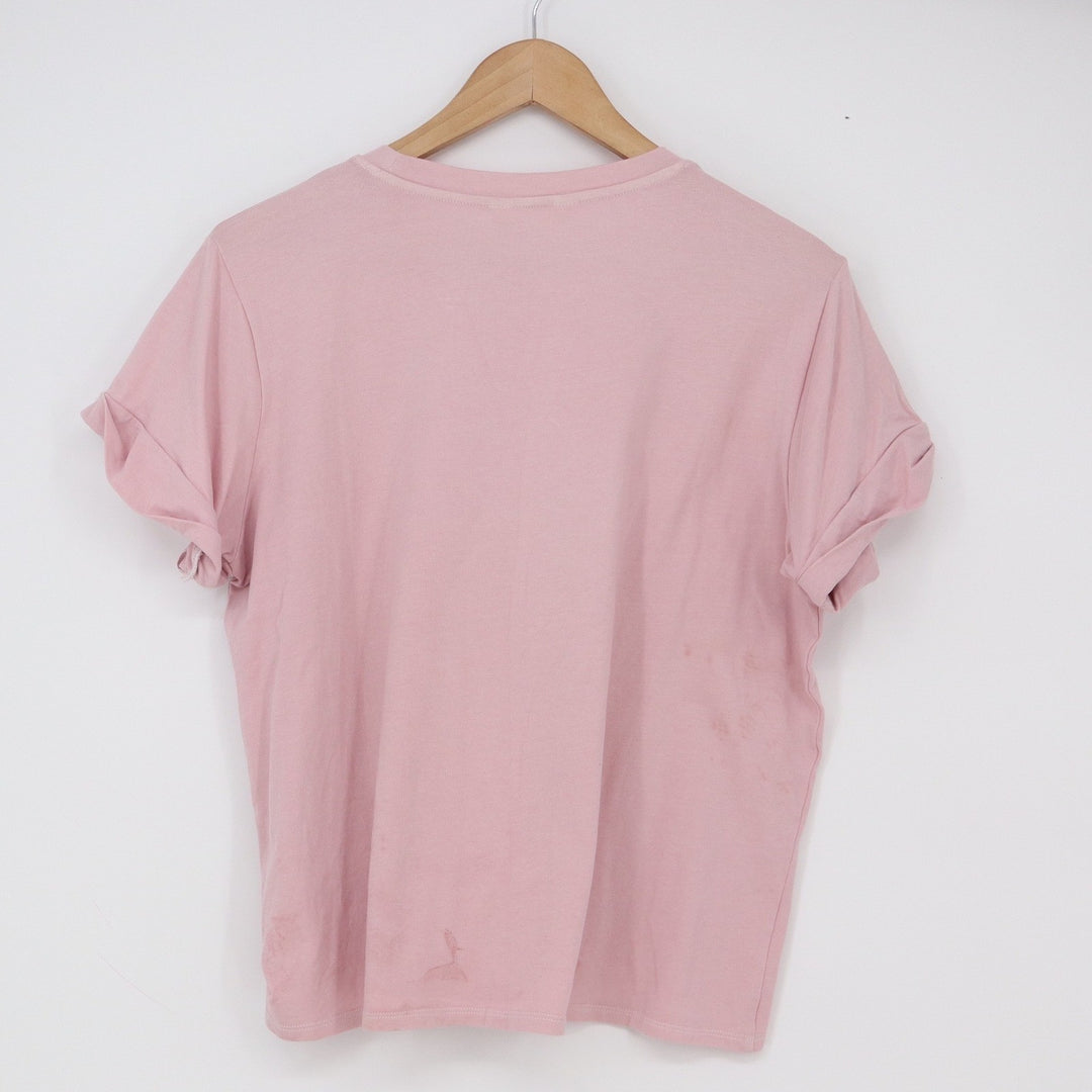 gemma & olivia T-Shirt Womens Medium Pink Cuffed Short Sleeve Cotton Fair