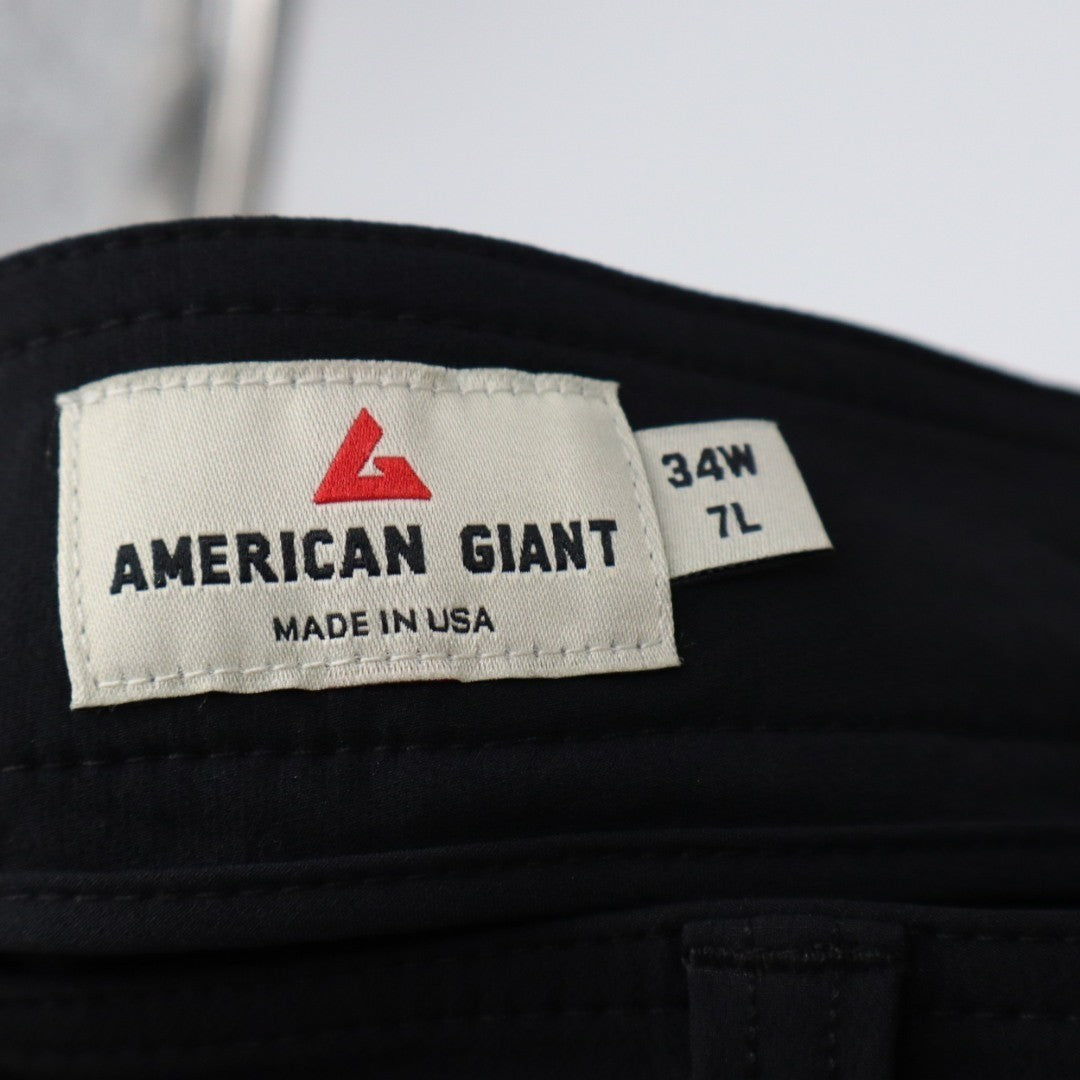 American Giant Chino Shorts Mens 34Wx7L Black Nylon Flat Front Slash Pockets