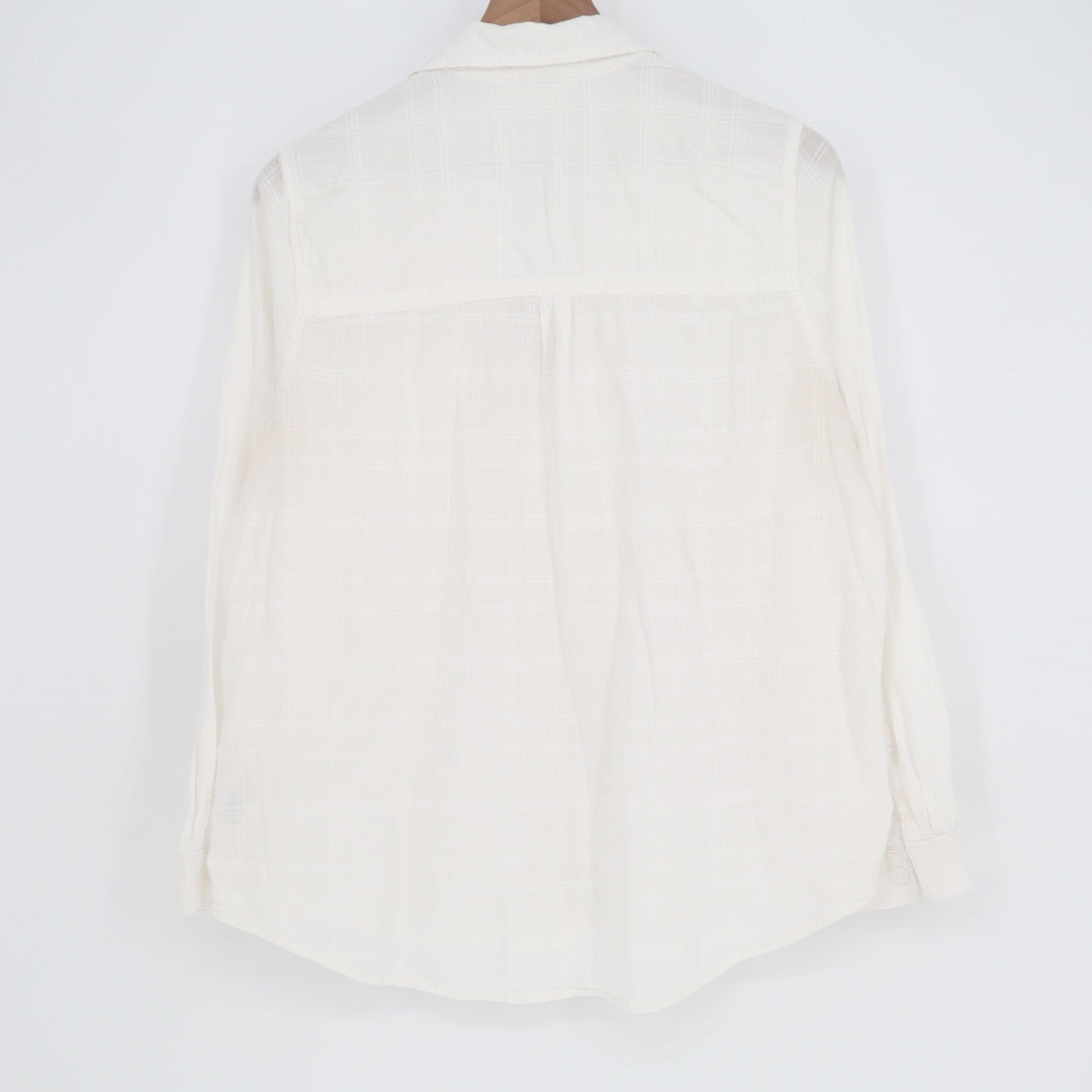 Beachlunchlounge White Cotton Windowpane Button Down Shirt Large