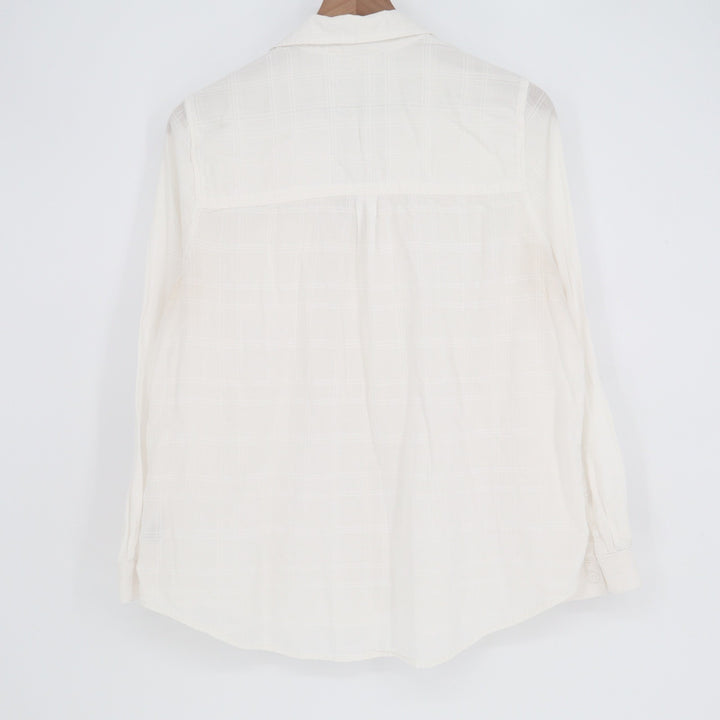 Beachlunchlounge White Cotton Windowpane Button Down Shirt Large