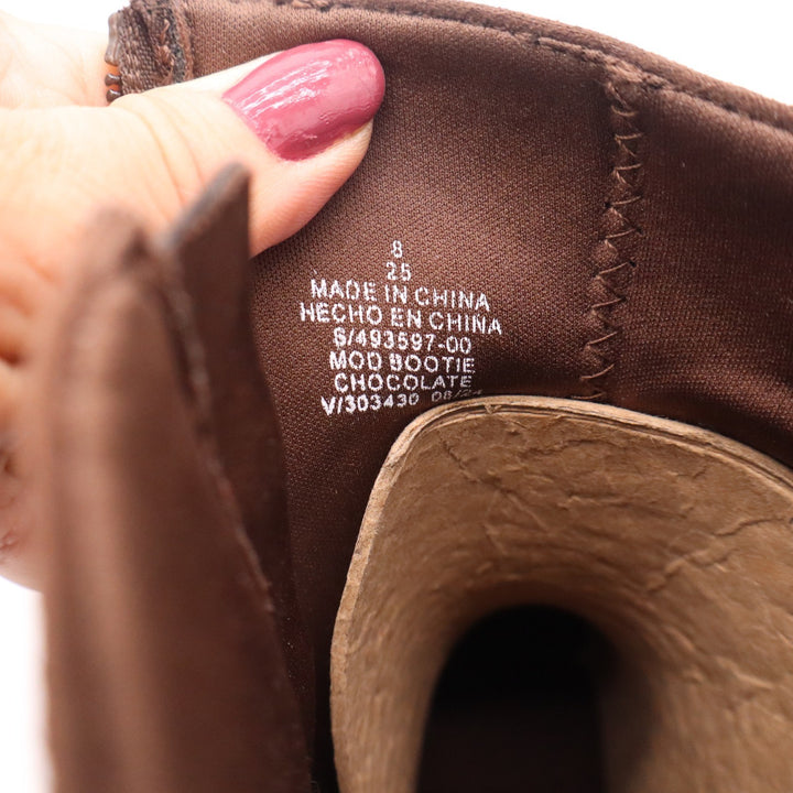 Old Navy Mod Bootie Brown Faux Suede Square Toe Block Heel Ankle Boots 8
