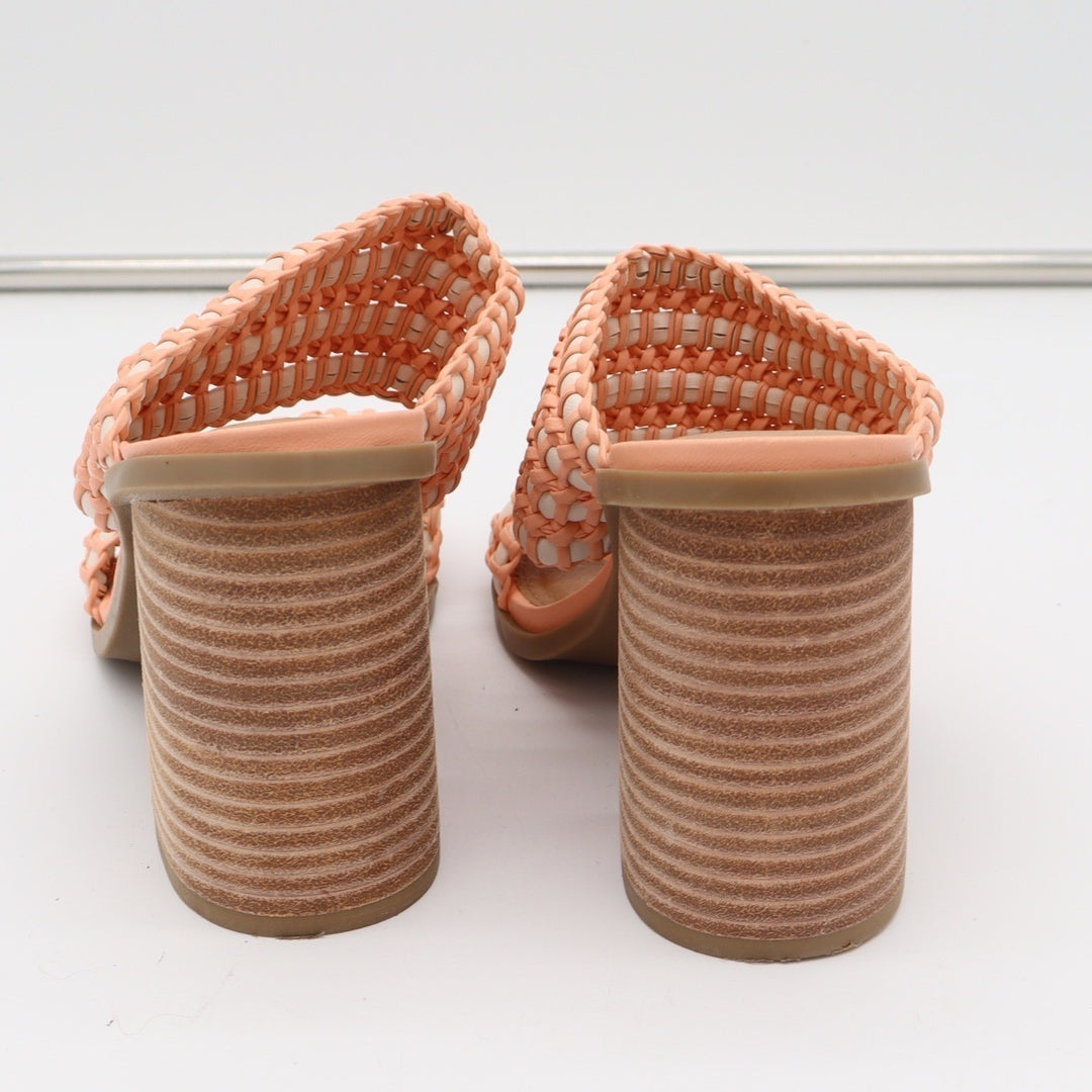 DV Dolce Vita Sandals Womens 7 Rozie Woven Block Heel Peach Braided Excellent
