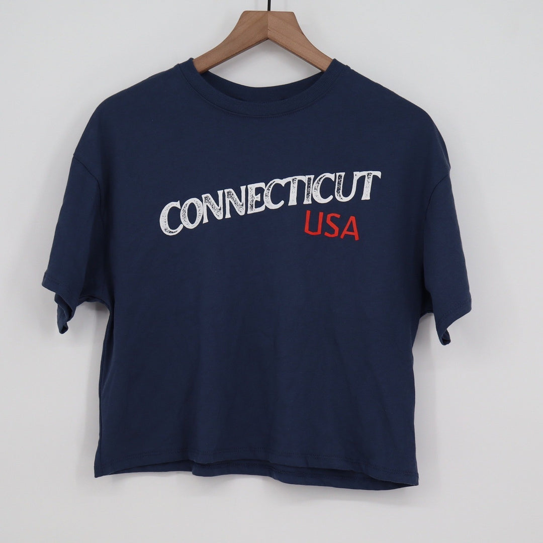 Where I'm From Connecticut USA Navy Blue Graphic Crop T-Shirt XS New