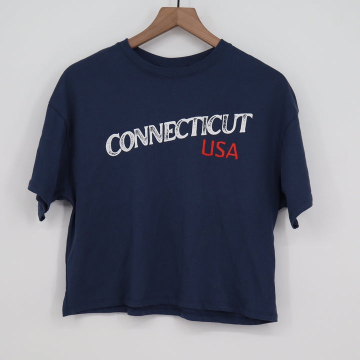 Where I'm From Connecticut USA Navy Blue Graphic Crop T-Shirt XS New