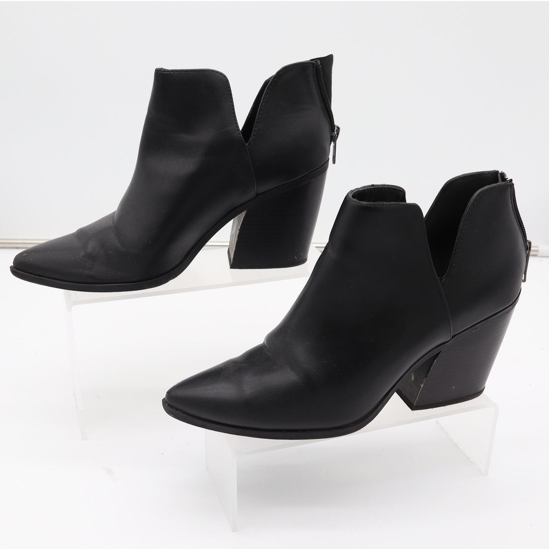 Soda Womens Black Pointed Toe Side Cutout Block Heel Ankle Booties Size 8.5