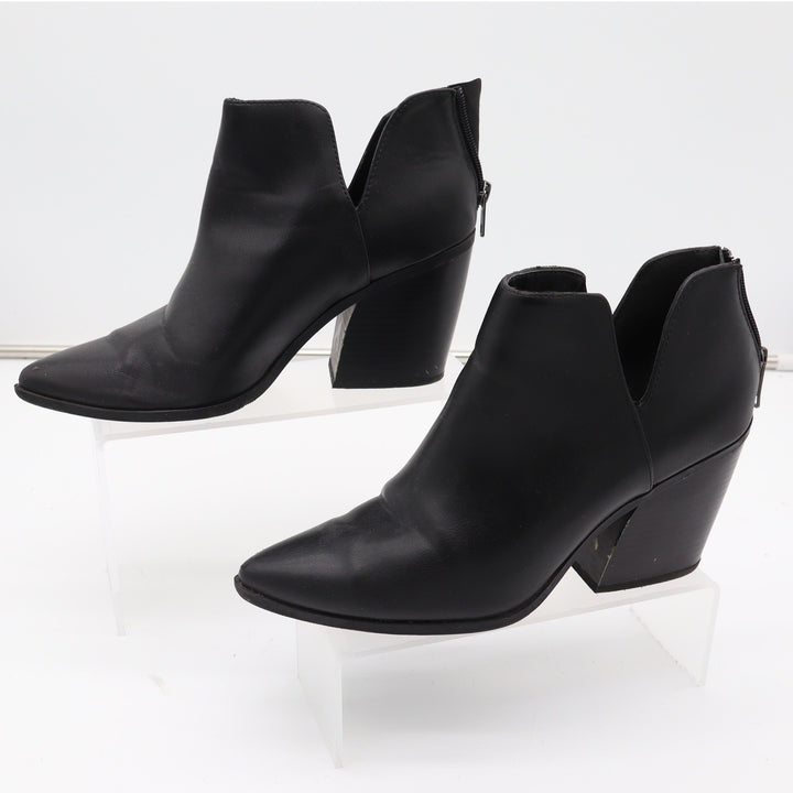 Soda Womens Black Pointed Toe Side Cutout Block Heel Ankle Booties Size 8.5