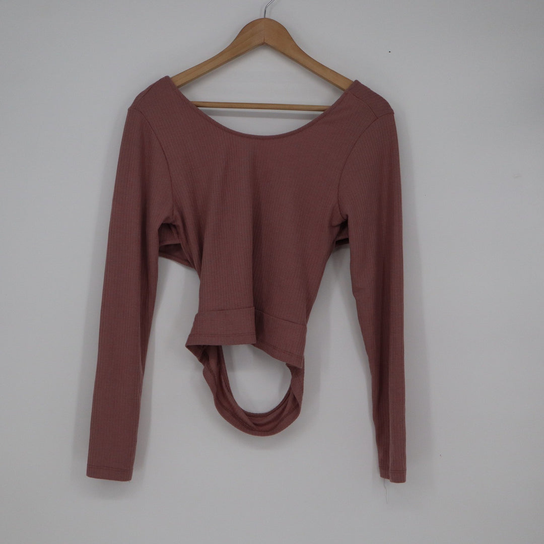The Roadster Life Co Twilight Mauve Ribbed Open Back Twist Top Medium