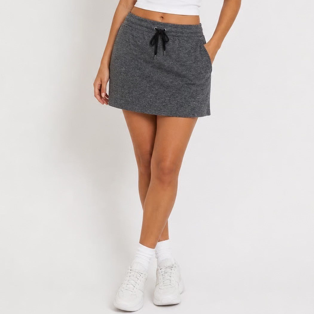 Orvis Womens Gray Space Dye Active Skort Large Drawstring Pockets Athletic L