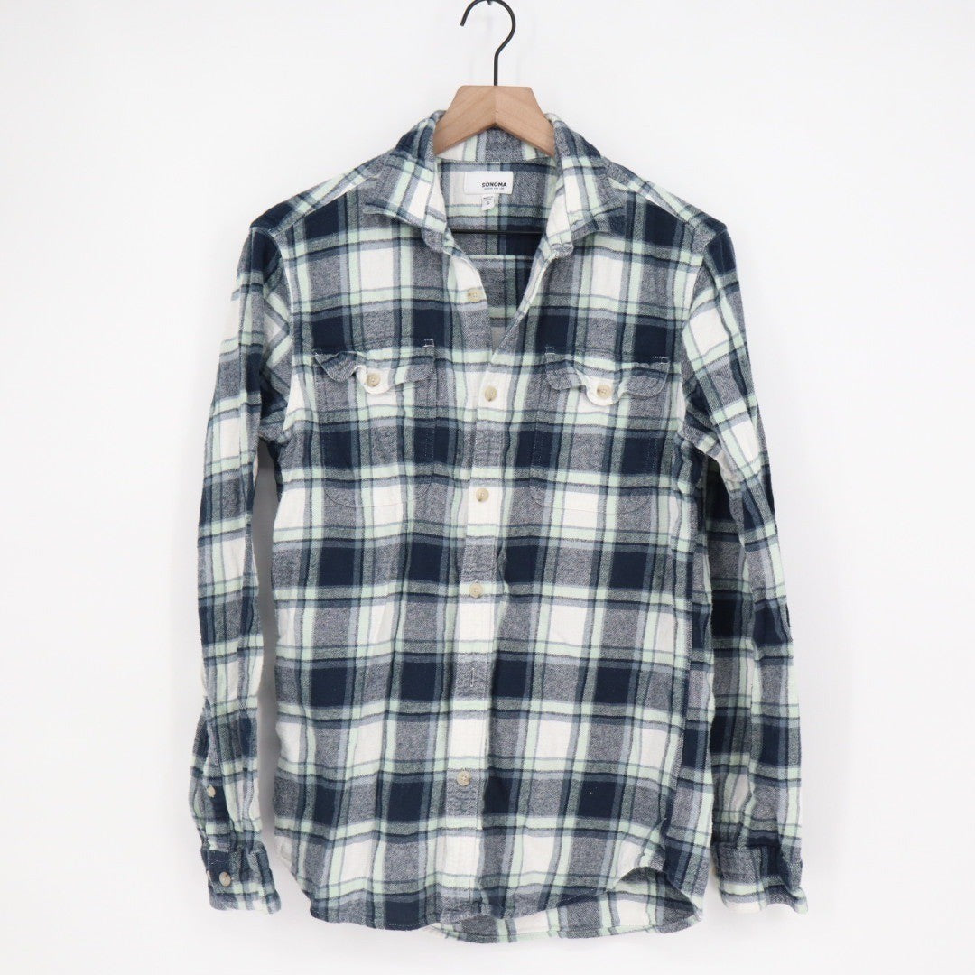 Sonoma Goods for Life Plaid Flannel Shirt Long Sleeve Button Down Size S