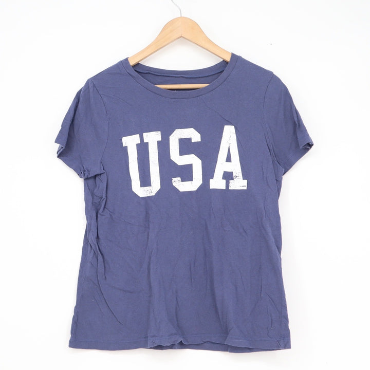 Grayson Threads Womens USA Graphic T-Shirt Navy Blue Cotton Size L