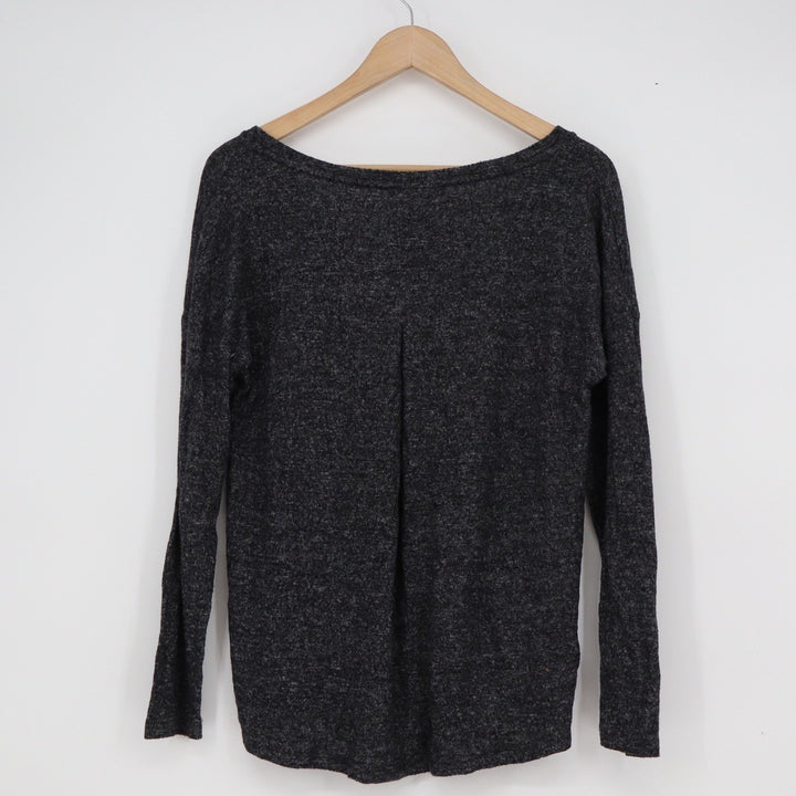 A New Day Womens Charcoal Gray Marled V-Neck Long Sleeve Top Size M