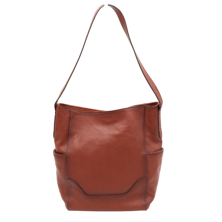 Frye Melissa Hobo Bag Cognac Brown Leather Shoulder Handbag Bucket Tote Large