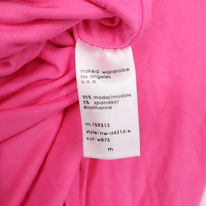 Naked Wardrobe Neon Pink Long Sleeve Bodycon Mini Dress Size M