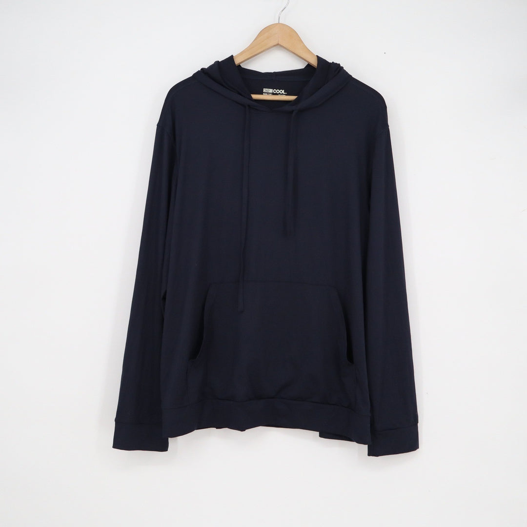 32 Degrees Cool Mens Navy Blue Hooded Pullover Long Sleeve Hoodie Large