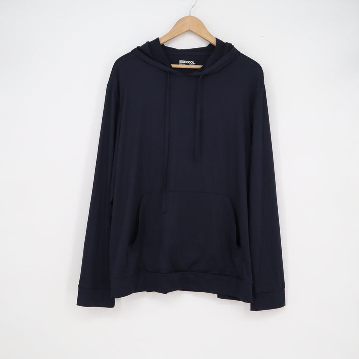 32 Degrees Cool Mens Navy Blue Hooded Pullover Long Sleeve Hoodie Large