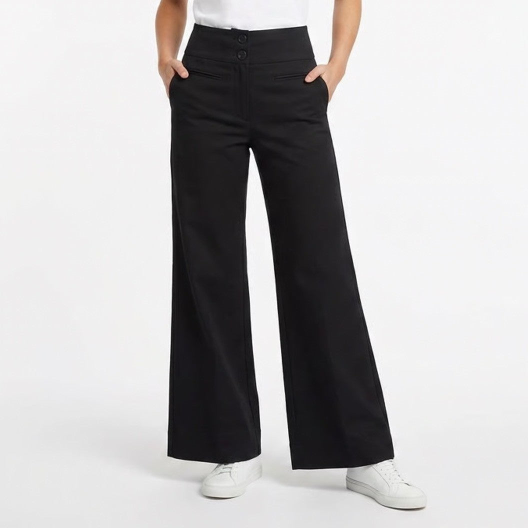 Ann Taylor Loft Ankle Pants Womens 4 Black Cotton Stretch Mid Rise Wide Leg