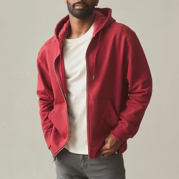 American Giant Classic Full Zip Hoodie Mens Small Spiced Apple Fleece Lined Logo