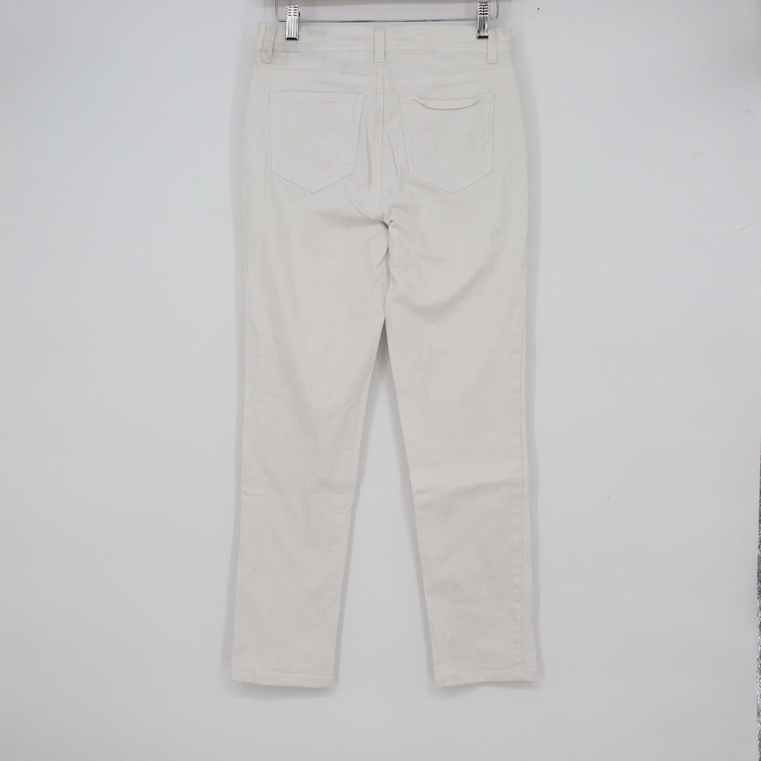 Style & Co Womens White Slim Leg Stretch Pants Size 4 Mid Rise Five Pocket