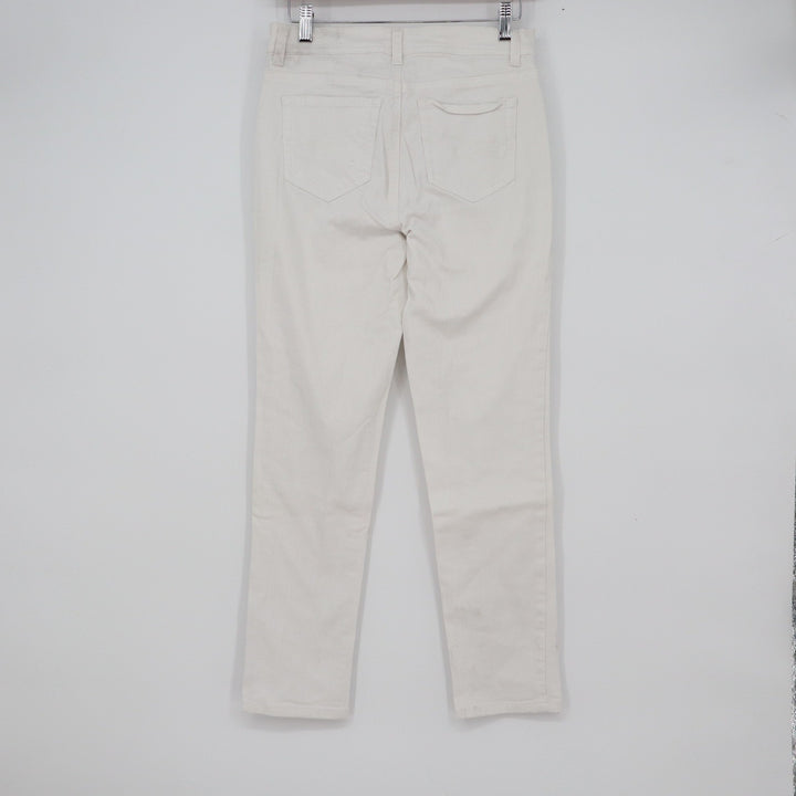 Style & Co Womens White Slim Leg Stretch Pants Size 4 Mid Rise Five Pocket