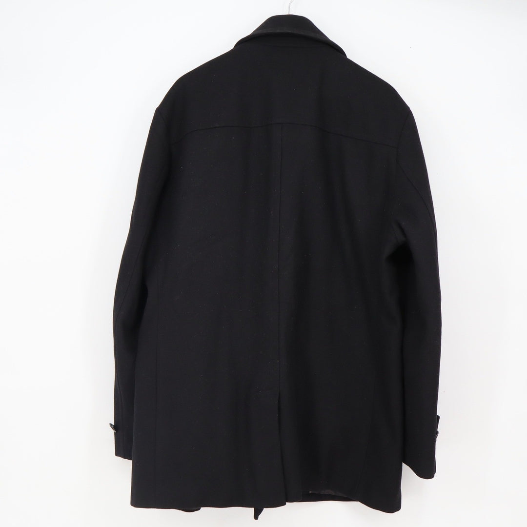 Calvin Klein Wool Pea Coat Mens XL Double Breasted Black Heavy Outerwear
