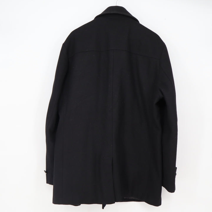 Calvin Klein Wool Pea Coat Mens XL Double Breasted Black Heavy Outerwear