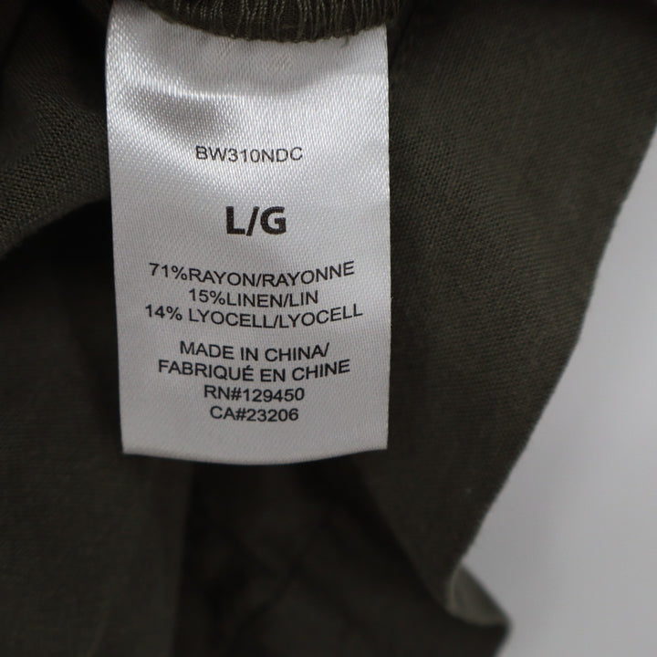 Ecothreads Olive Green Linen Blend Paperbag Waist Shorts Large