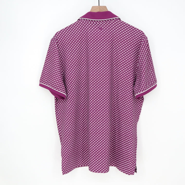 VRST Mens Contrast Printed Polo Shirt Black Cherry Roll Repeat Large NEW