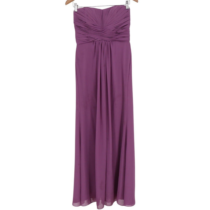 Davids Bridal Strapless Pleated Empire Waist Maxi Dress Purple Size 4