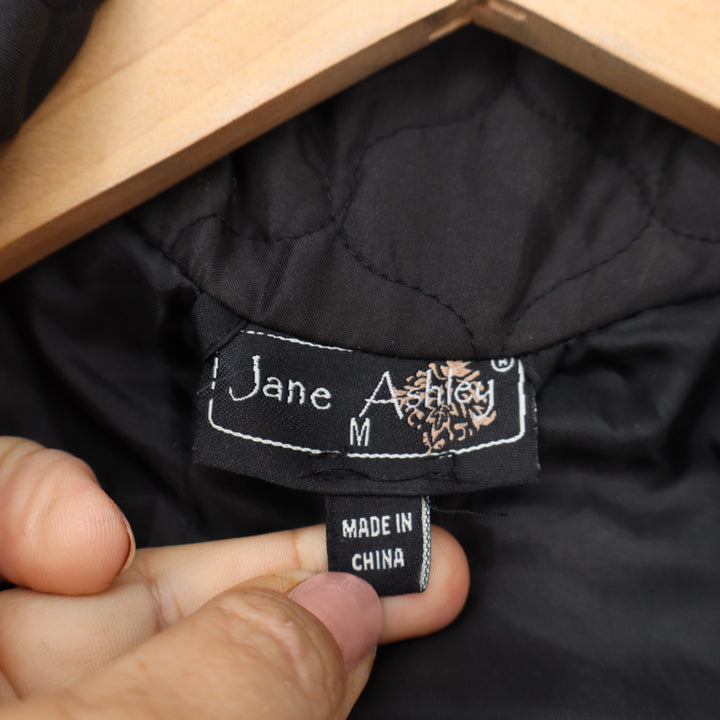 Jane Ashley Womens Black Quilted Full Zip Mock Neck Vest Jacket Size M BHA0653