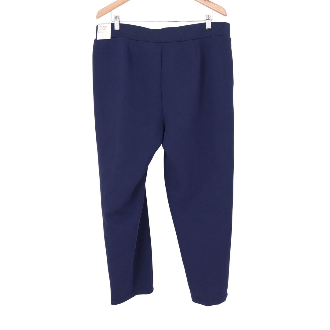 Calia Navy Blue Soft Scuba Pintuck Tapered Pants XL High Rise Elastic Waist