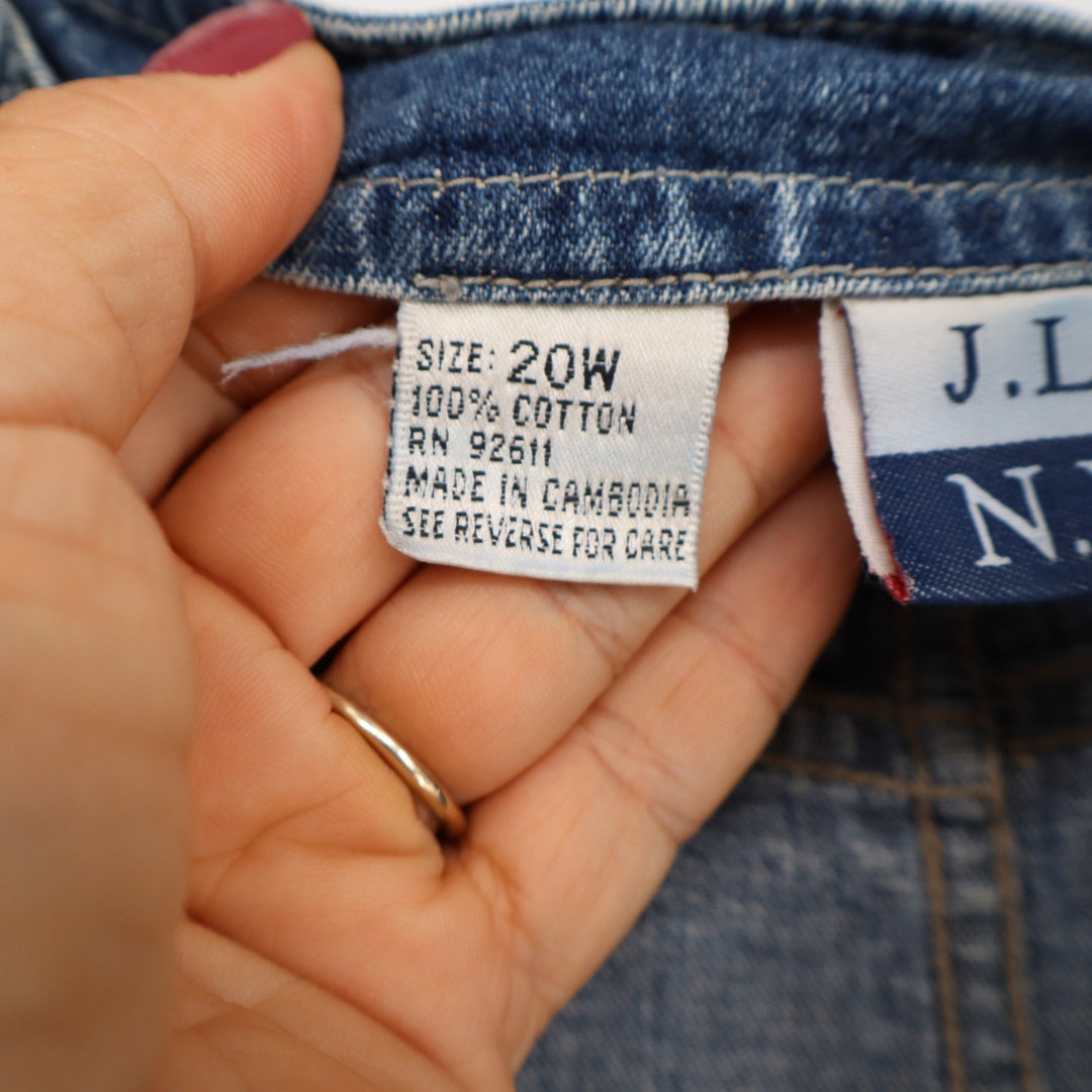 J.L. N.Y. Skirt Woman 20W Maxi Carpenter Blue Denim Utility Excellent