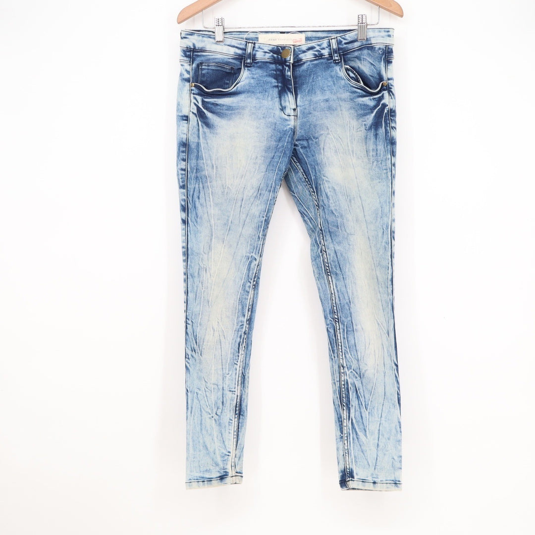 Fame Forever Mens Acid Wash Skinny Jeans Blue Stretch Denim Size 32