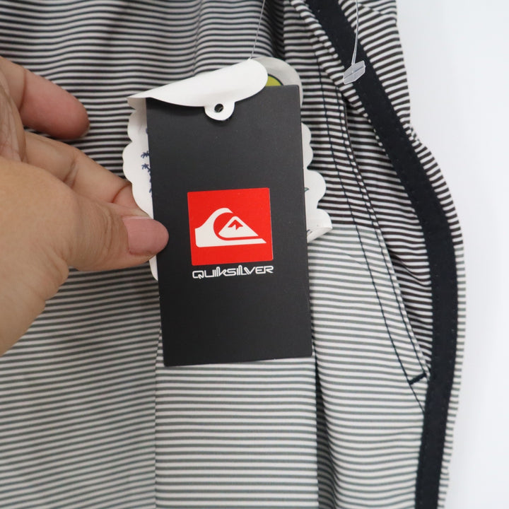 Quiksilver Mens XL Board Shorts Anthracite Gray Striped Swim Trunks