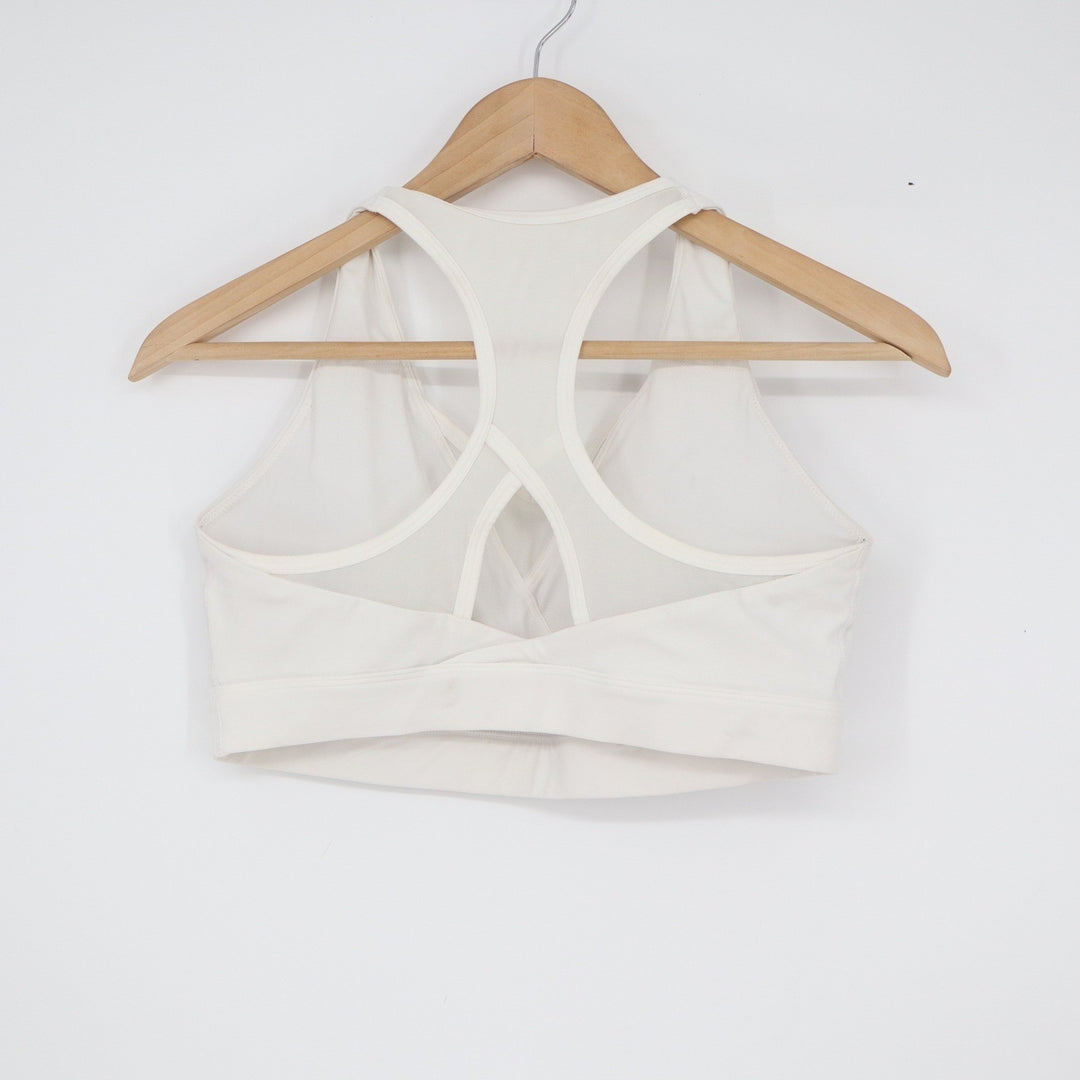 Gymshark White Wrap Front Mesh Racerback Sports Bra Size Large