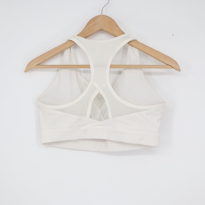 Gymshark White Wrap Front Mesh Racerback Sports Bra Size Large