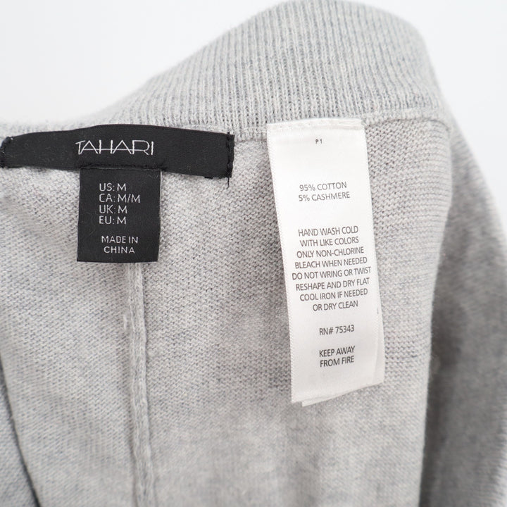 Tahari Pajama Pants Womens Medium Heather Gray Cotton Pintuck Detail Skinny Leg