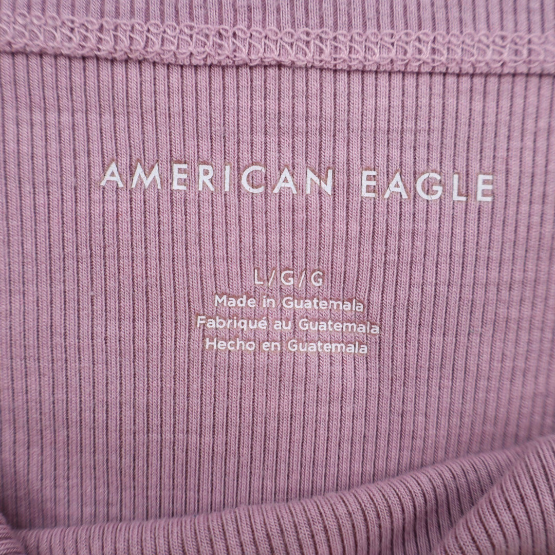 American Eagle Outfitters Camisole Top Womens Large Pink Ribbed Spaghetti Strap
