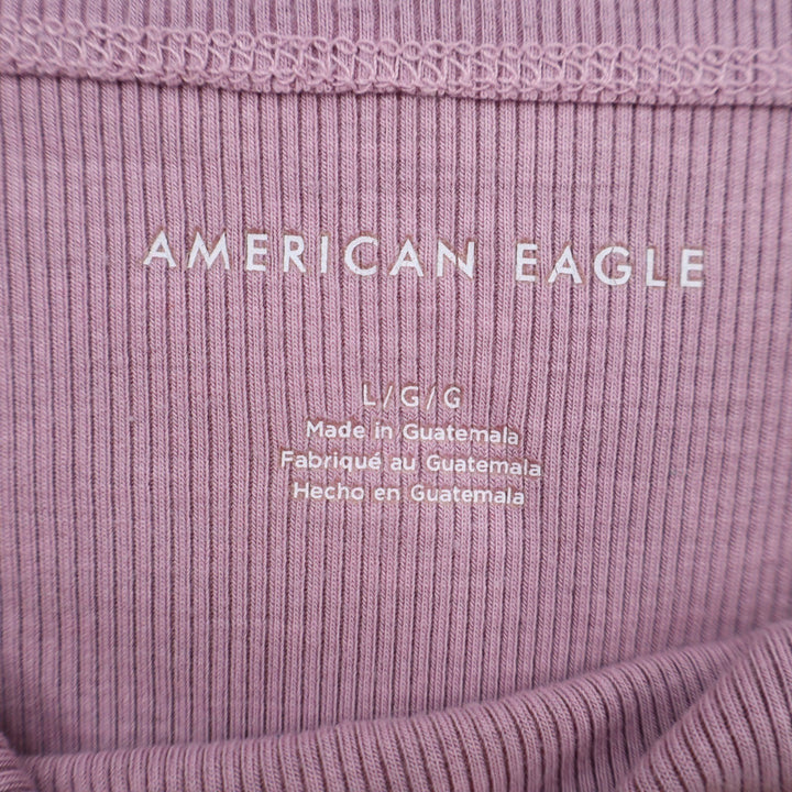 American Eagle Outfitters Camisole Top Womens Large Pink Ribbed Spaghetti Strap