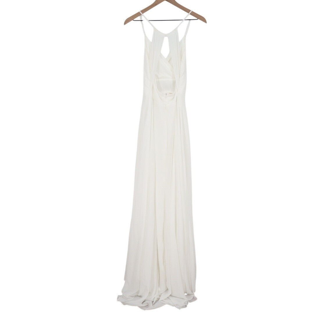 Lulus Romantic Inspiration Maxi Dress Womens M White Spaghetti Strap Faux-Wrap