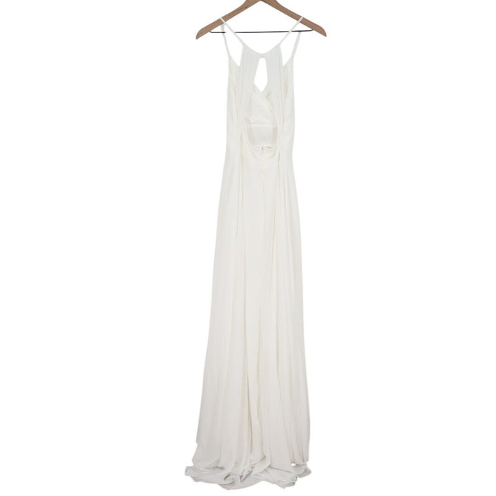 Lulus Romantic Inspiration Maxi Dress Womens M White Spaghetti Strap Faux-Wrap