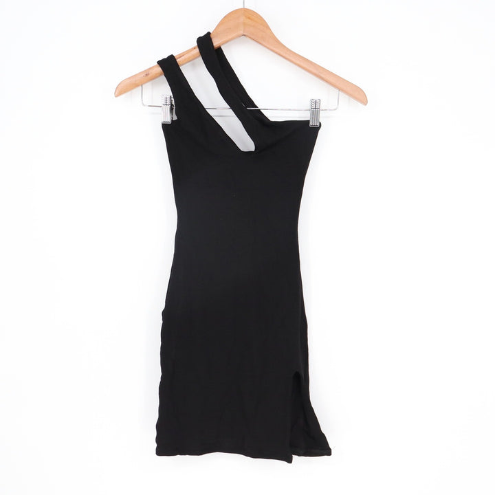 Naked Wardrobe Womens Asymmetric One Shoulder Mini Dress Black NW-D2062 Small