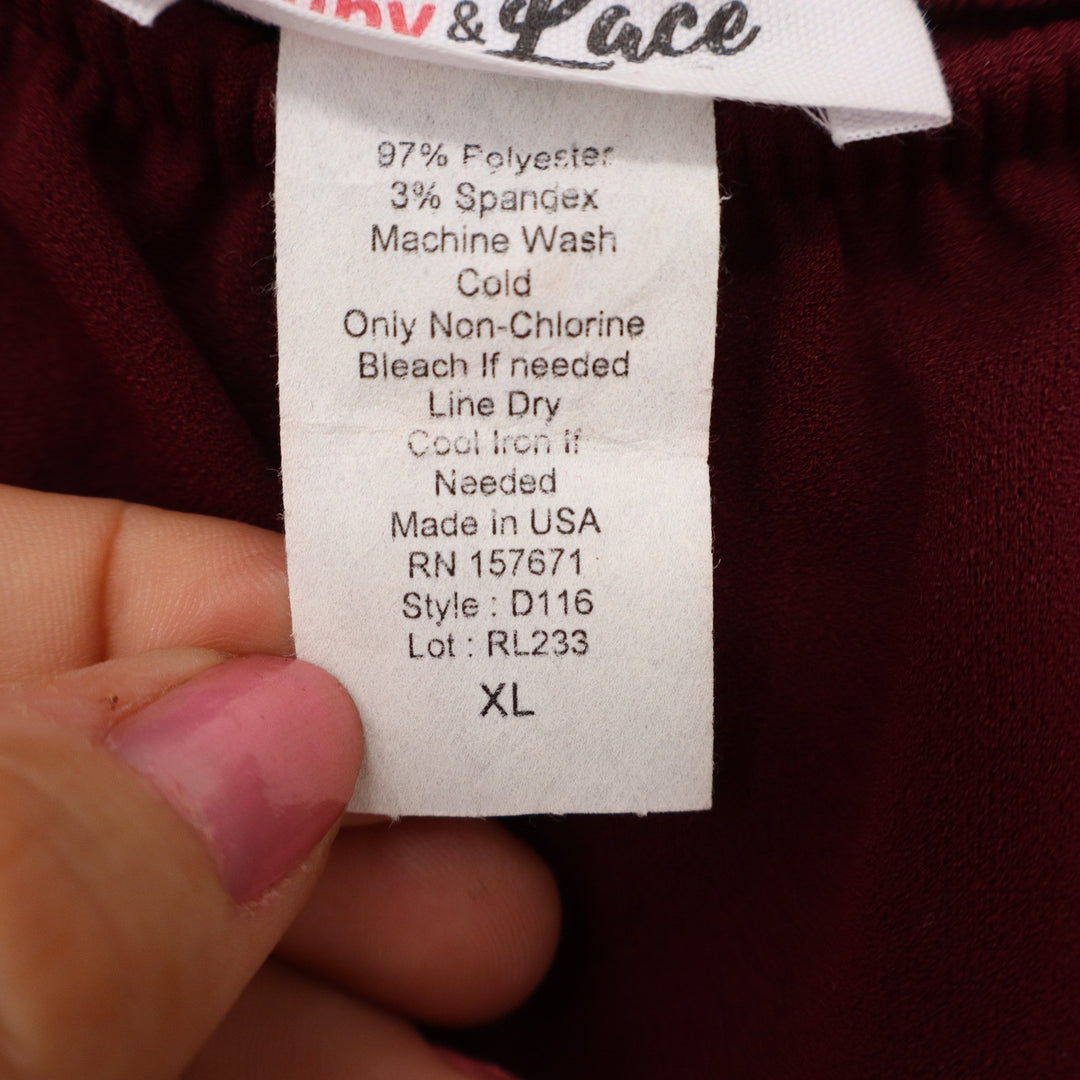 Ruby & Lace Dress Women's XL Burgundy Ruffle Off Shoulder Excellent