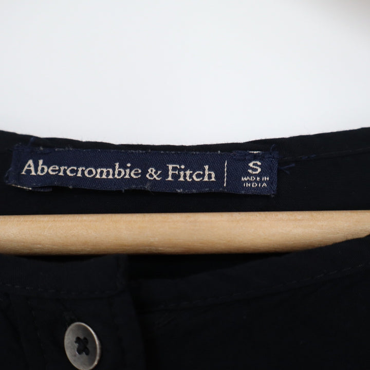 Abercrombie & Fitch Black Long Sleeve Button Front Drawstring Tunic Dress Small